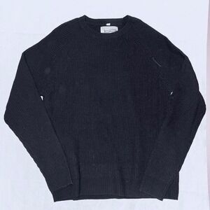 Schott Bros Black wool blend Ribbed Knit Crew Neck warm Pullover Sweater XL‎